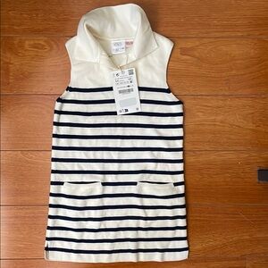 Zara Kids Dark Navy and Cream Sleeveless Dress